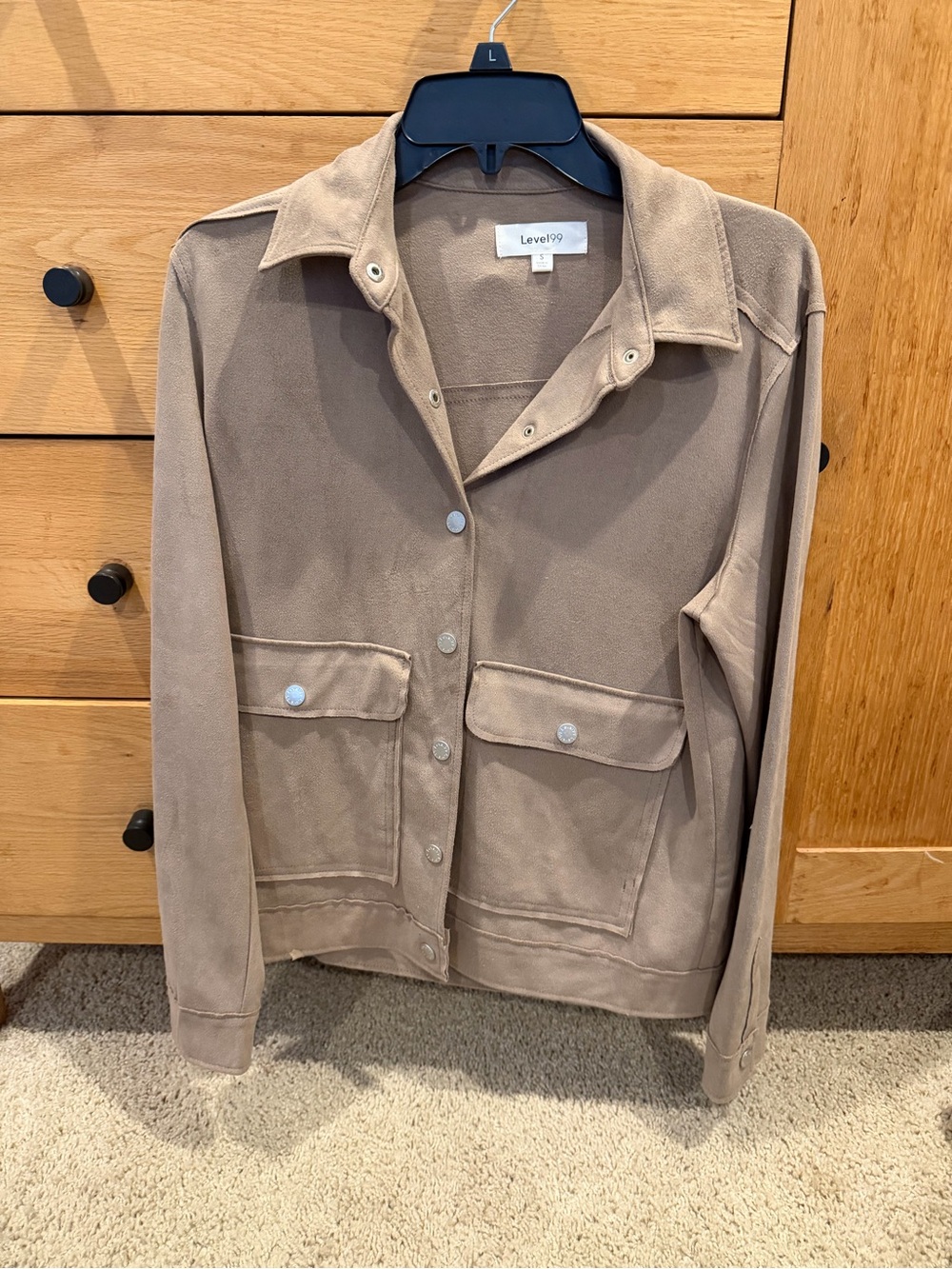 Level 99 Women's Taupe Utility Jacket with Flap Pockets